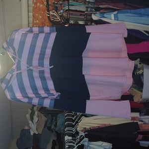 Chic Striped Pink and Navy Women's Hoodie